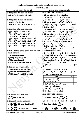 Đề cương ôn tập và đề thi thử học kì I môn Toán 8